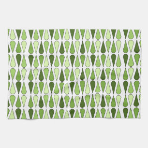 Retro Midcentury Teardrops Chartreuse Tea Towel