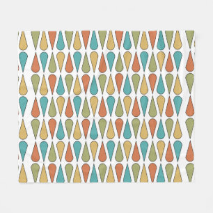 Retro Midcentury Teardrops Colorful Fleece Blanket
