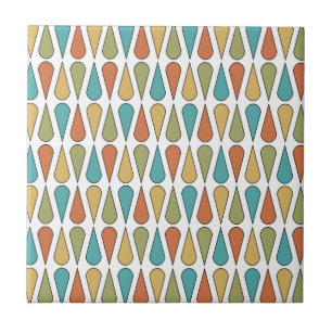 Retro Midcentury Teardrops Colourful Ceramic Tile