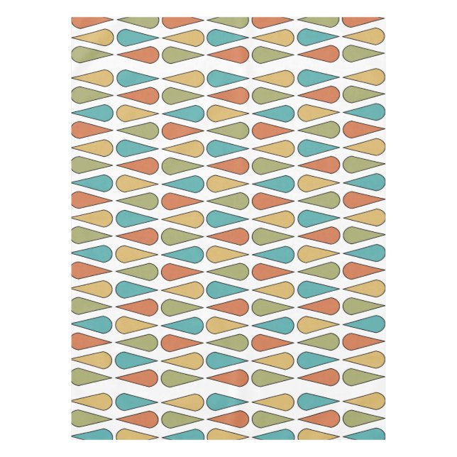 Retro Midcentury Teardrops Colourful Tablecloth (Front)