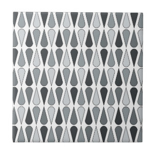 Retro Midcentury Teardrops Gray Ceramic Tile