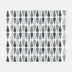 Retro Midcentury Teardrops Gray Fleece Blanket