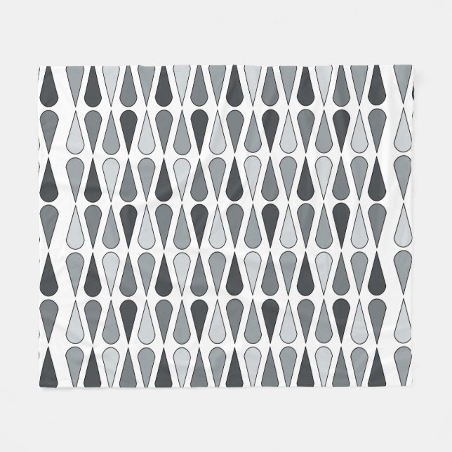 Retro Midcentury Teardrops Gray Fleece Blanket (Front (Horizontal))