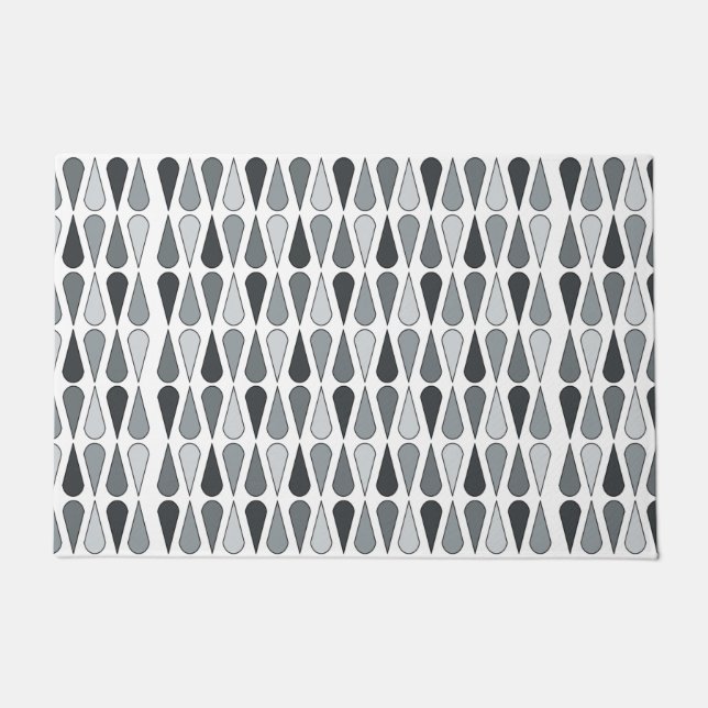 Retro Midcentury Teardrops Grey Doormat (Front)