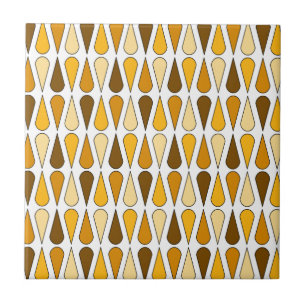 Retro Midcentury Teardrops Ochre Ceramic Tile