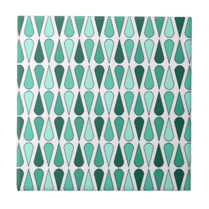 Retro Midcentury Teardrops Turquoise Ceramic Tile