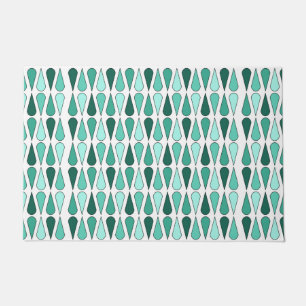 Retro Midcentury Teardrops Turquoise Doormat