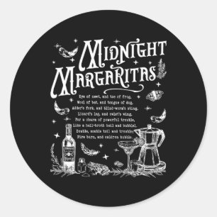Retro Midnight Margaritas Funny Halloween Magical  Classic Round Sticker