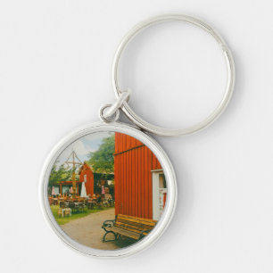 Retro Midsummer celebration in Trosa, Sweden Key Ring