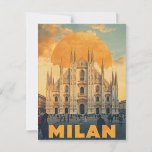 Retro Milan Cathedral Postcard