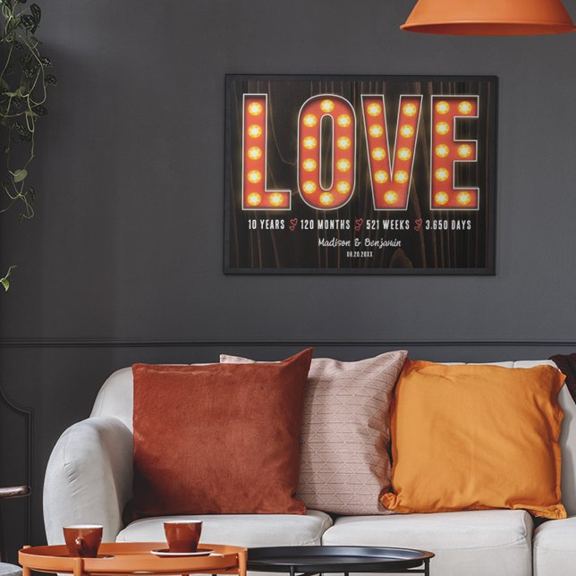 Retro Milestone 10th Anniversary Personalised Love Poster (Creator Uploaded)