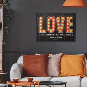 Retro Milestone 30th Anniversary Personalised Love Poster