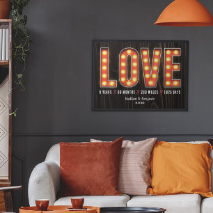 Retro Milestone 5th Anniversary Personalised Love Poster