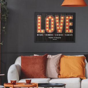 Retro Milestone 60th Anniversary Personalised Love Poster