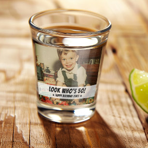 Retro Milestone Birthday Party Favour Photo Shot Glass