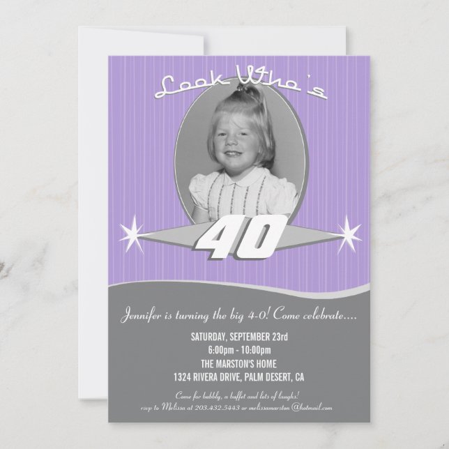 Retro Milestone Birthday Party Photo Invitation (Front)