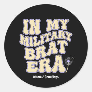Retro Military Brat Era Groovy Dandelion Purple Up Classic Round Sticker