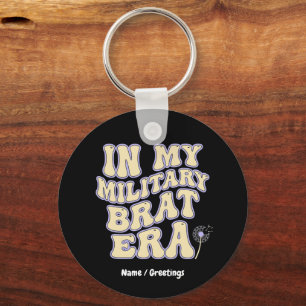 Retro Military Brat Era Groovy Dandelion Purple Up Key Ring