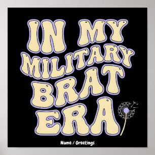 Retro Military Brat Era Groovy Dandelion Purple Up Poster