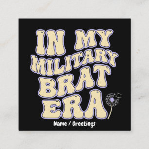 Retro Military Brat Era Groovy Dandelion Purple Up Square Business Card