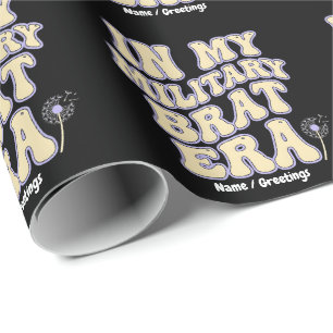 Retro Military Brat Era Groovy Dandelion Purple Up Wrapping Paper