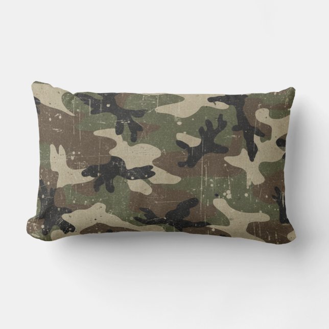Retro Military Camouflage Pattern Lumbar Cushion (Front)