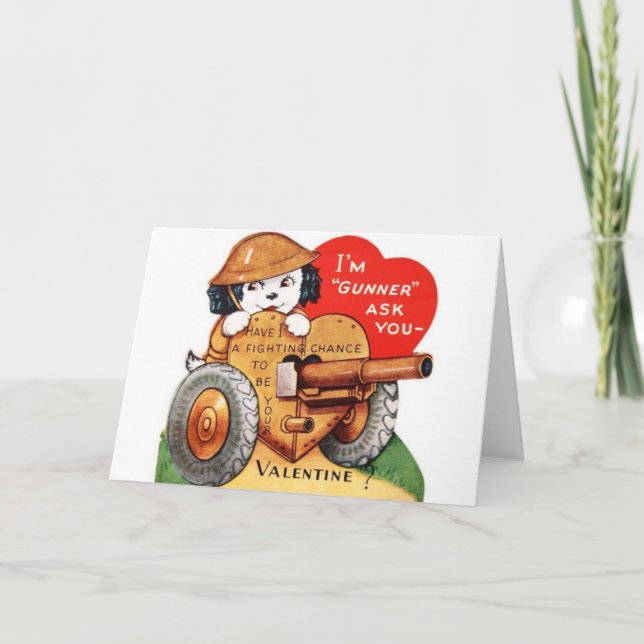 Retro Military Gunner Valentine's Day Card (Front)
