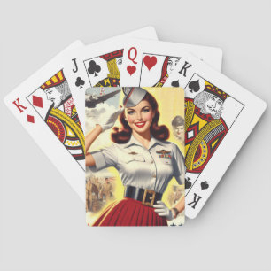 Retro Military Pin-up Playing Cards
