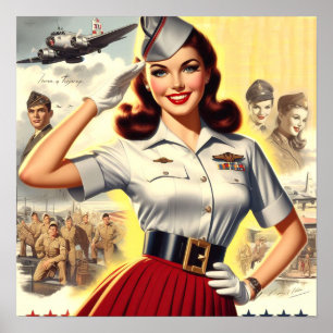 Retro Military Pin-up Poster