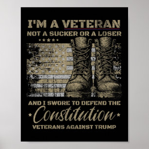 Retro Military Veterans Against Trump Protest Poster