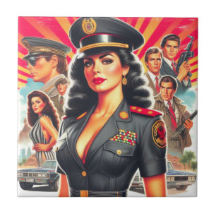 Retro Military Woman Ceramic Tile