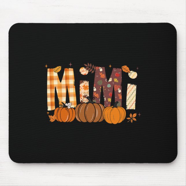 Retro Mimi Pumpkin Fall Leaves Grandma Fall Thanks Mouse Pad (Front)