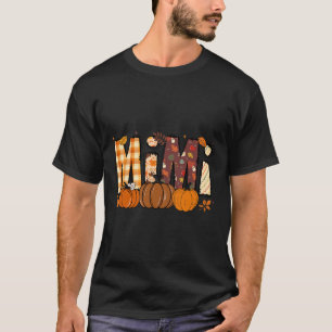 Retro Mimi Pumpkin Fall Leaves Grandma Fall Thanks T-Shirt