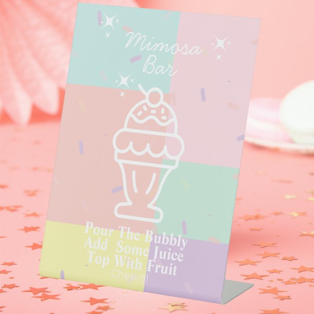 Retro Mimosa Bar Pedestal Sign (Retro Mimosa Bar Pedestal Sign)