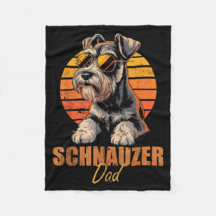 Retro Miniature Schnauzer Dad Funny Vintage Dog Lo Fleece Blanket