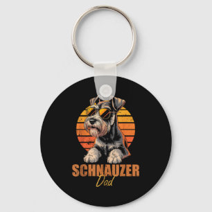 Retro Miniature Schnauzer Dad Funny Vintage Dog Lo Key Ring