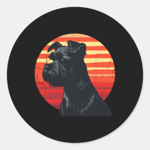 Retro Miniature Schnauzer Dog Lovers Christmas Bir Classic Round Sticker