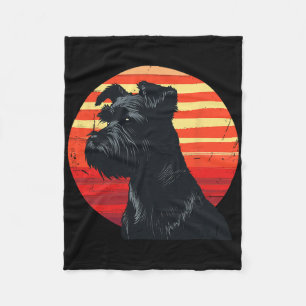 Retro Miniature Schnauzer Dog Lovers Christmas Bir Fleece Blanket