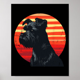 Retro Miniature Schnauzer Dog Lovers Christmas Bir Poster