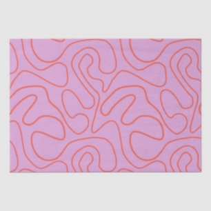 Retro Minimal Abstract Lines in Orange and Pink Tissue Paper