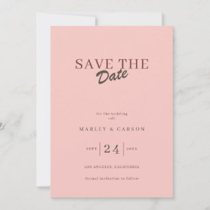 Retro Minimal Blush Pink Save The Date Wedding Invitation