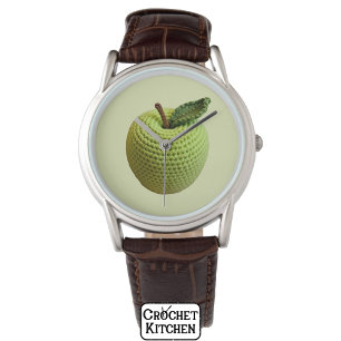 Retro Minimal Handmade Craft Green Crochet Apple   Watch