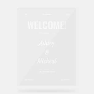 Retro Minimal Script Lettering Wedding Welcome Acrylic Sign