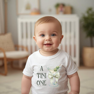 Retro Minimalist A Tini One Martini Baby Shower T-Shirt