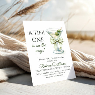 Retro Minimalist A Tini One Martini Gender Reveal Invitation