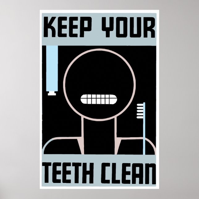Retro minimalist ad Keep your teeth clean Poster (Front)
