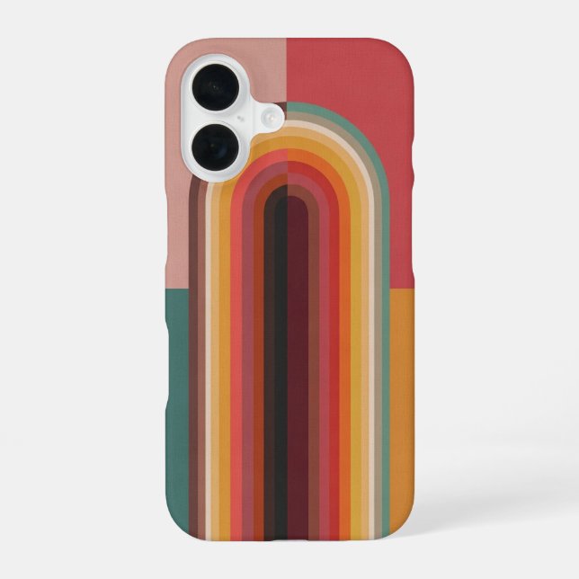 Retro Minimalist Arch Illustration iPhone 16 Case (Back)