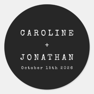 Retro Minimalist Black Typewriter Custom Wedding Classic Round Sticker