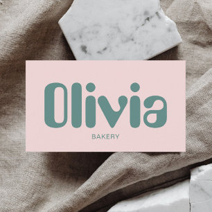 Retro Minimalist Bold Green Business Card