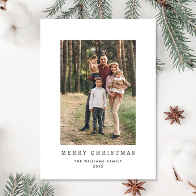 Retro Minimalist Christmas PHOTO Magnetic Card (Creator Uploaded)
